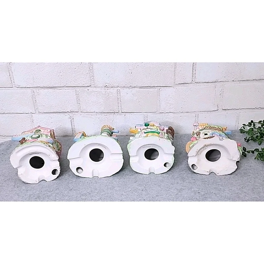 Easter Egg Village Porcelain Buildings Grocery Hotel Police Station‎ 4 Pc Set